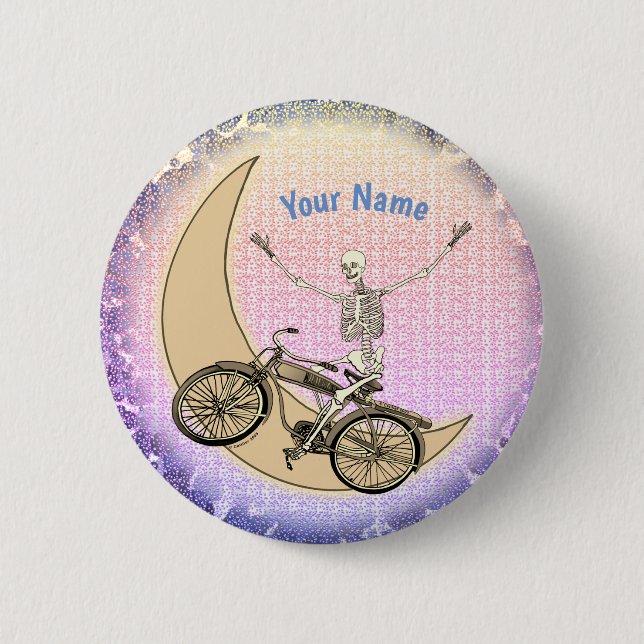 Skeleton riding bicycle pin (Front)