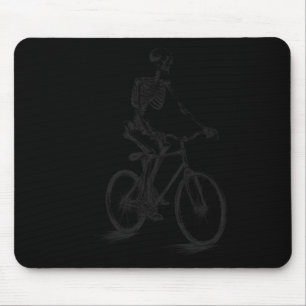 Skeleton Riding Bicycle Scary Halloween Skeleton B Mouse Pad