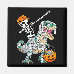 Skeleton Riding Dancing Dab Dinosaur T Rex Hallowe Magnet