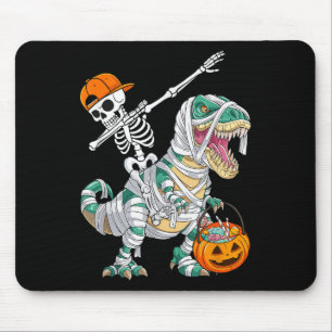 Skeleton Riding Dancing Dab Dinosaur T Rex Hallowe Mouse Pad