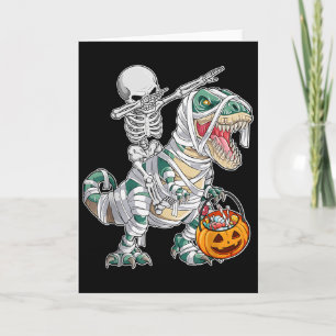 Skeleton Riding Dancing Dab Dinosaur Trex Hallowee Card