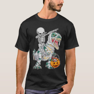Skeleton Riding Dancing Dab Dinosaur Trex Hallowee T-Shirt