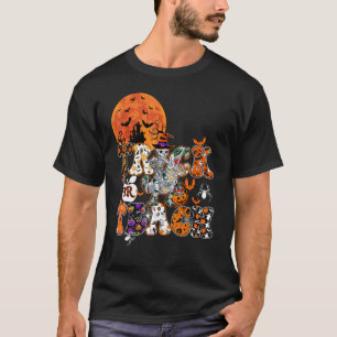 Skeleton Riding Dino Trick Or Teach Funny Hallowee T-Shirt