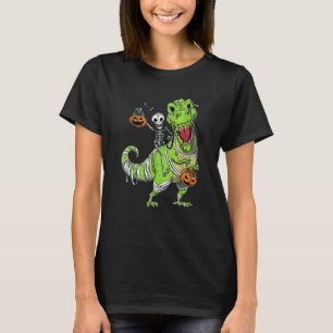 Skeleton Riding Dinosaur Lazy Halloween Costume 1 T-Shirt