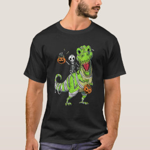 Skeleton Riding Dinosaur Lazy Halloween Costume 1 T-Shirt