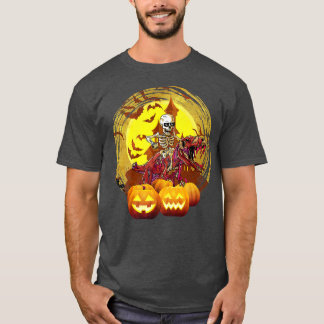 skeleton riding dinosaur t re halloween kids boys  T-Shirt