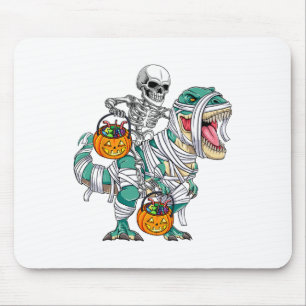 Skeleton Riding Dinosaur T Rex Fun Kids Boys Hallo Mouse Pad