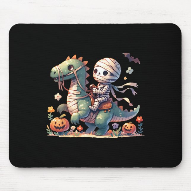 Skeleton Riding Dragon Halloween Pumpkin Theme Kid Mouse Pad (Front)