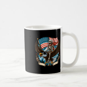 Skeleton Riding Eagle Usa American 4th Of July Pat Coffee Mug