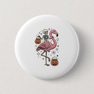 Skeleton Riding Flamingo Halloween Candy Shirt_1 6 Cm Round Badge