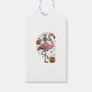 Skeleton Riding Flamingo Halloween Candy Shirt_1 Gift Tags