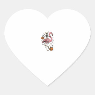 Skeleton Riding Flamingo Halloween Candy Shirt_1 Heart Sticker