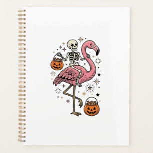 Skeleton Riding Flamingo Halloween Candy Shirt_1 Planner