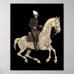 Skeleton Riding Horse Cowboy Horse Lover Halloween Poster