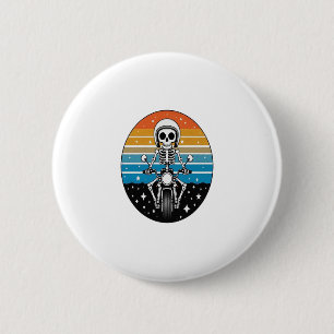 Skeleton Riding Motorcycle 6 Cm Round Badge