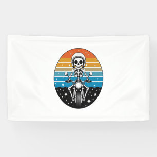 Skeleton Riding Motorcycle Banner