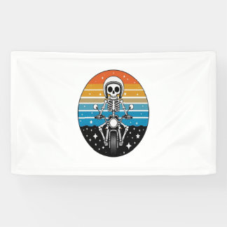 Skeleton Riding Motorcycle Banner