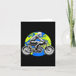 Skeleton Riding Motorcycle Earth Day Cool Save The Card