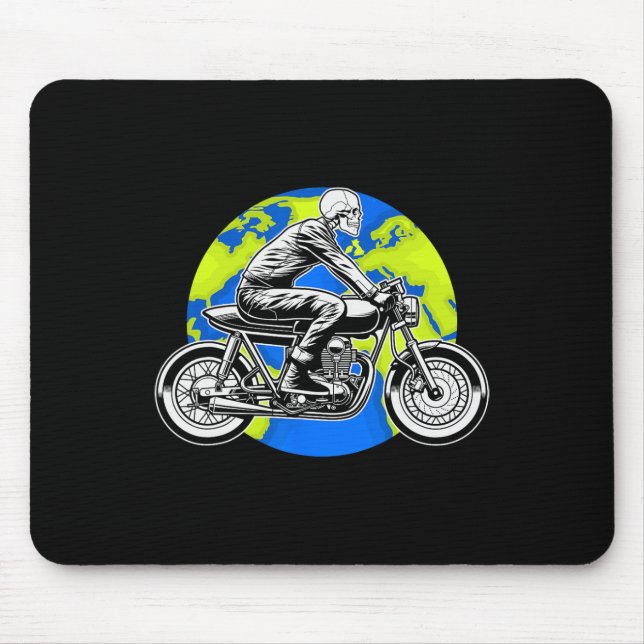 Skeleton Riding Motorcycle Earth Day Cool Save The Mouse Pad (Front)