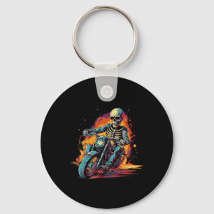 Skeleton Riding Motorcycle Halloween Costume Biker Key Ring