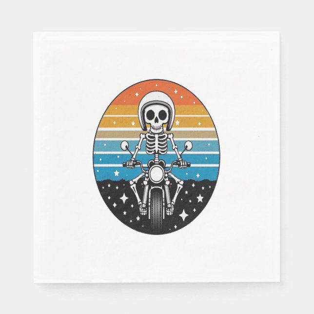 Skeleton Riding Motorcycle Napkin (Front)