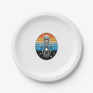 Skeleton Riding Motorcycle Paper Plate