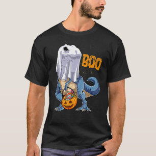 Skeleton Riding Mummy Dinosaur rex Halloween Pump T-Shirt