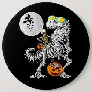 Skeleton Riding Mummy Dinosaur T Rex Halloween Fun 6 Cm Round Badge