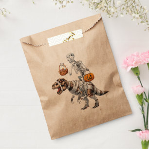 Skeleton Riding Mummy Dinosaur T rex Halloween Fun Favour Bag