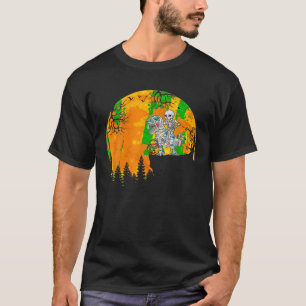 Skeleton Riding Mummy Dinosaur T rex Halloween Fun T-Shirt