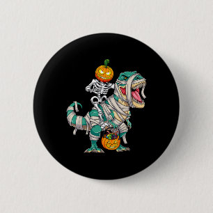 Skeleton Riding Mummy Dinosaur T rex Halloween Pum 6 Cm Round Badge