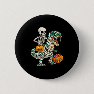 Skeleton Riding Mummy Dinosaur T Rex Kids Boys Men 6 Cm Round Badge