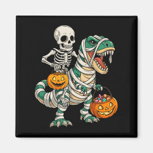 Skeleton Riding Mummy Dinosaur T Rex Kids Boys Men Magnet