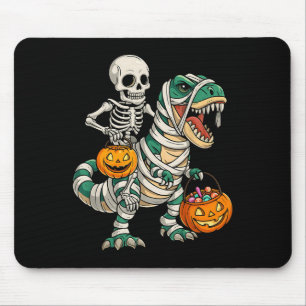 Skeleton Riding Mummy Dinosaur T Rex Kids Boys Men Mouse Pad