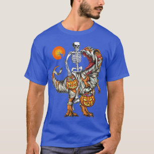Skeleton Riding Mummy Dinosaur T Rex Pumpkin Funny T-Shirt
