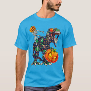 Skeleton Riding Mummy Dinosaur T Rex T-Shirt