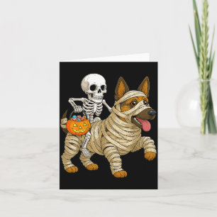 Skeleton Riding Mummy German Shepherd Dog Card