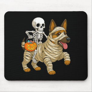 Skeleton Riding Mummy German Shepherd Dog Mouse Pad