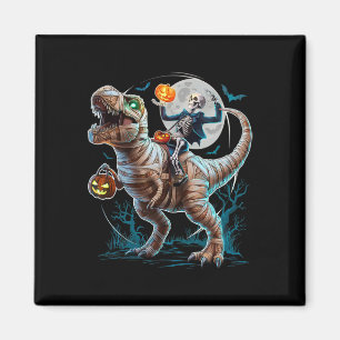 Skeleton Riding Mummy Pumpkin T Rex Dinosaur Funny Magnet