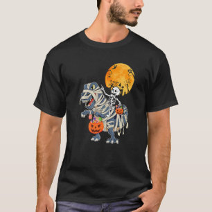 Skeleton Riding Mummy Rex Halloween Boys Girls Kid T-Shirt