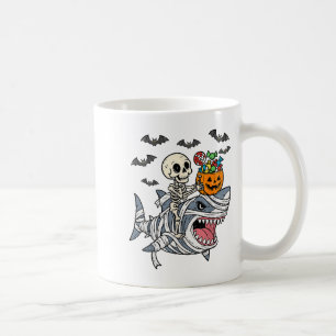 Skeleton Riding Mummy Shark Halloween Boys Toddler Coffee Mug
