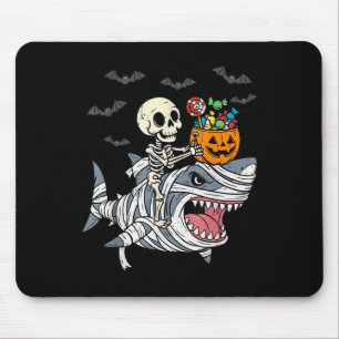 Skeleton Riding Mummy Shark Halloween Boys Toddler Mouse Pad