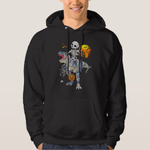 Skeleton Riding rex Dinosaur Halloween Boys Girl K Hoodie