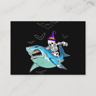 Skeleton Riding Shark Funny - Crazy Halloween Gift Business Card