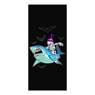 Skeleton Riding Shark Funny - Crazy Halloween Gift Rack Card