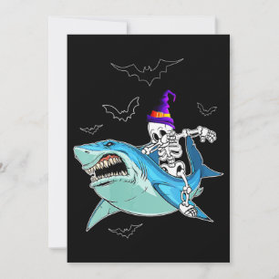 Skeleton Riding Shark Funny - Crazy Halloween Gift Save The Date