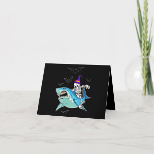 Skeleton Riding Shark Funny - Crazy Halloween Gift Thank You Card