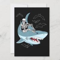 Skeleton Riding Shark Funny Halloween Boys Girls