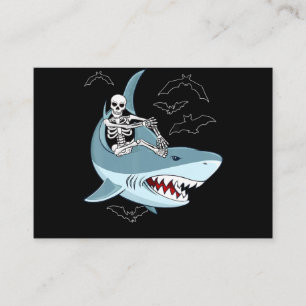 Skeleton Riding Shark Funny Halloween Gifts Business Card