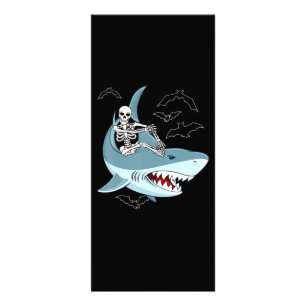 Skeleton Riding Shark Funny Halloween Gifts Rack Card